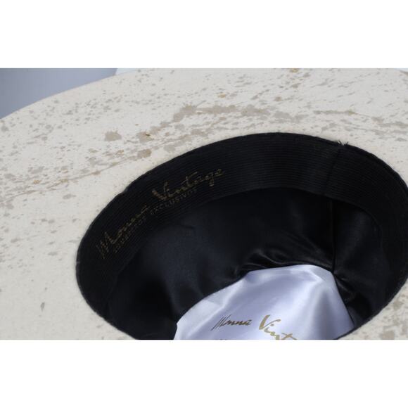 Monna Vintage Ivory Wool Gold Plated Charms Chain Rings Embellished Cowboy Hat S main image 12